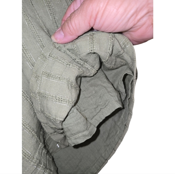 Roller Rabbit V-neck Puff Sleeve Muted Green Boxy Top Shirt Medium Sliver Thread - Picture 4 of 7